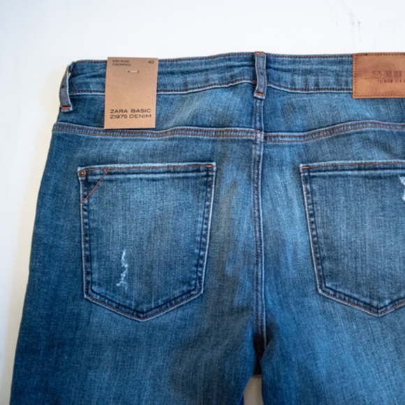 ZARA MID RISE CROPPED JEANS SIZE 40 - Picture 8 of 8